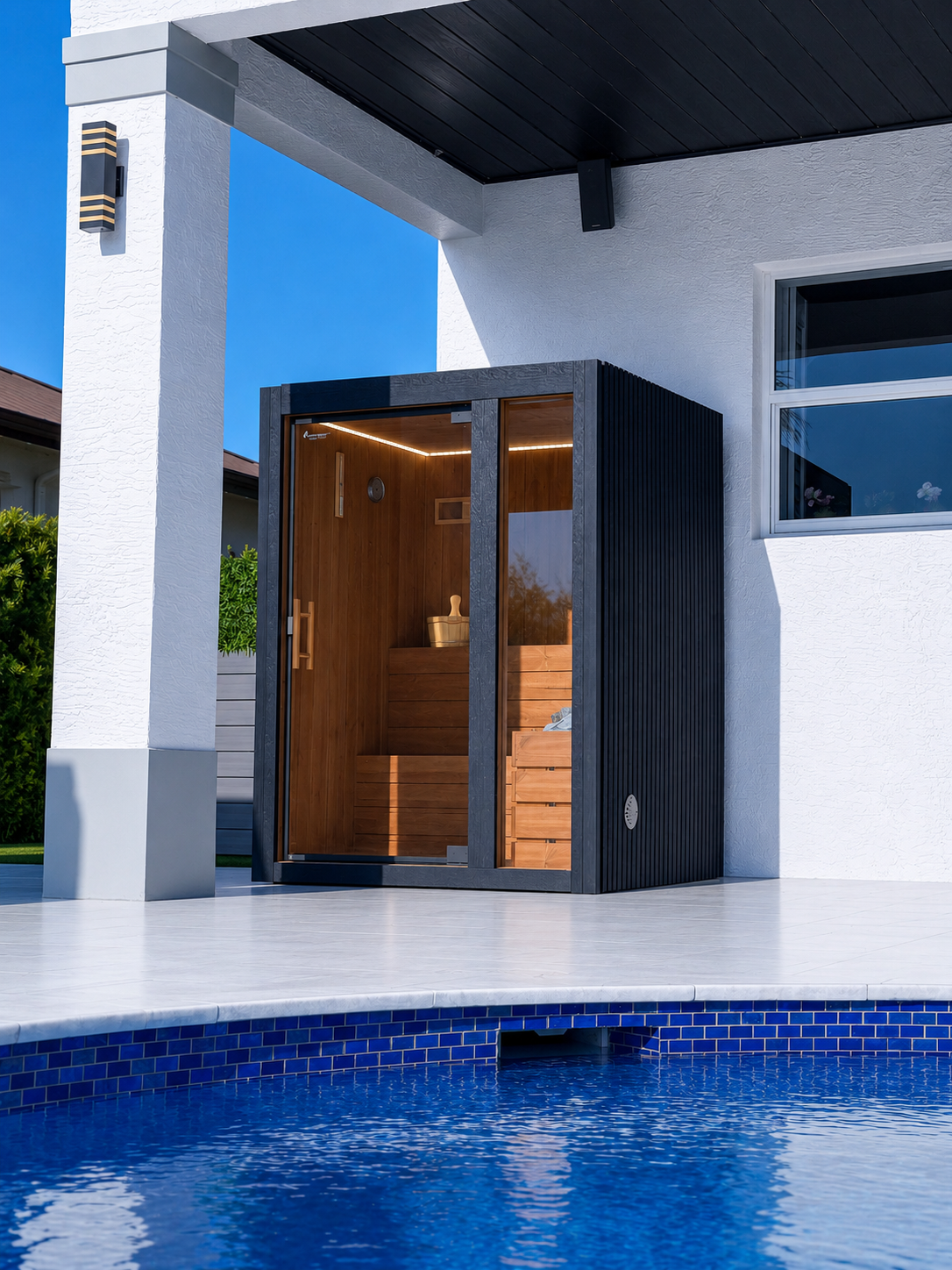 Hekla - 2 -3 person Indoor & Outdoor Traditional Sauna — Traditional + Infrared - Monaco Gray