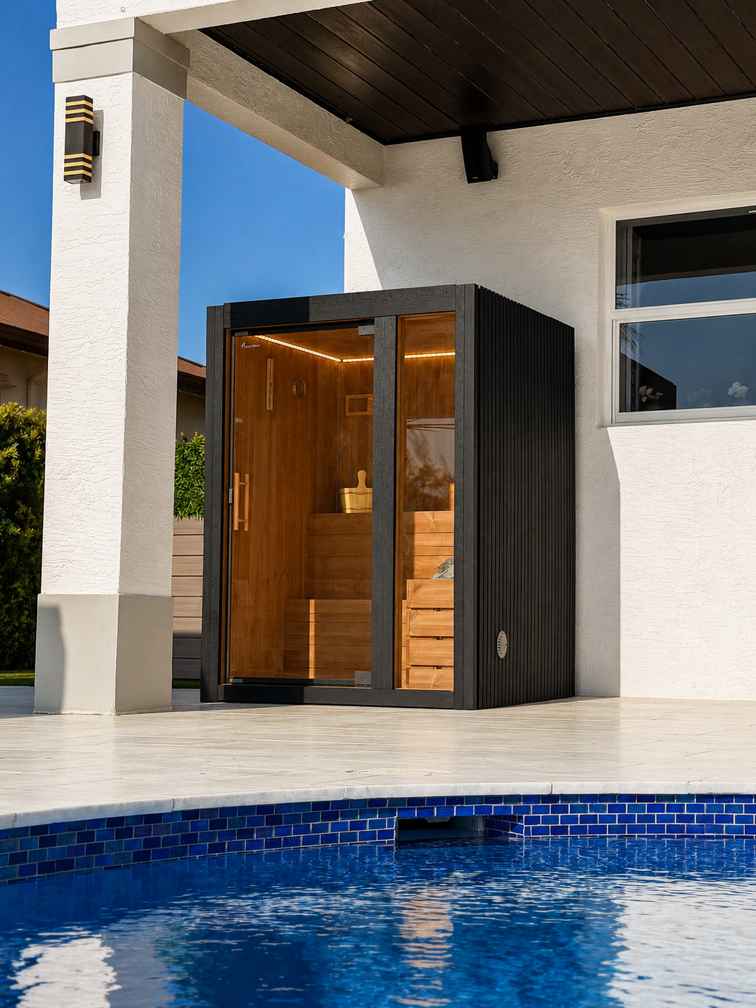 Hekla - 2 -3 person Indoor & Outdoor Traditional Sauna — Traditional + Infrared - Monaco Gray