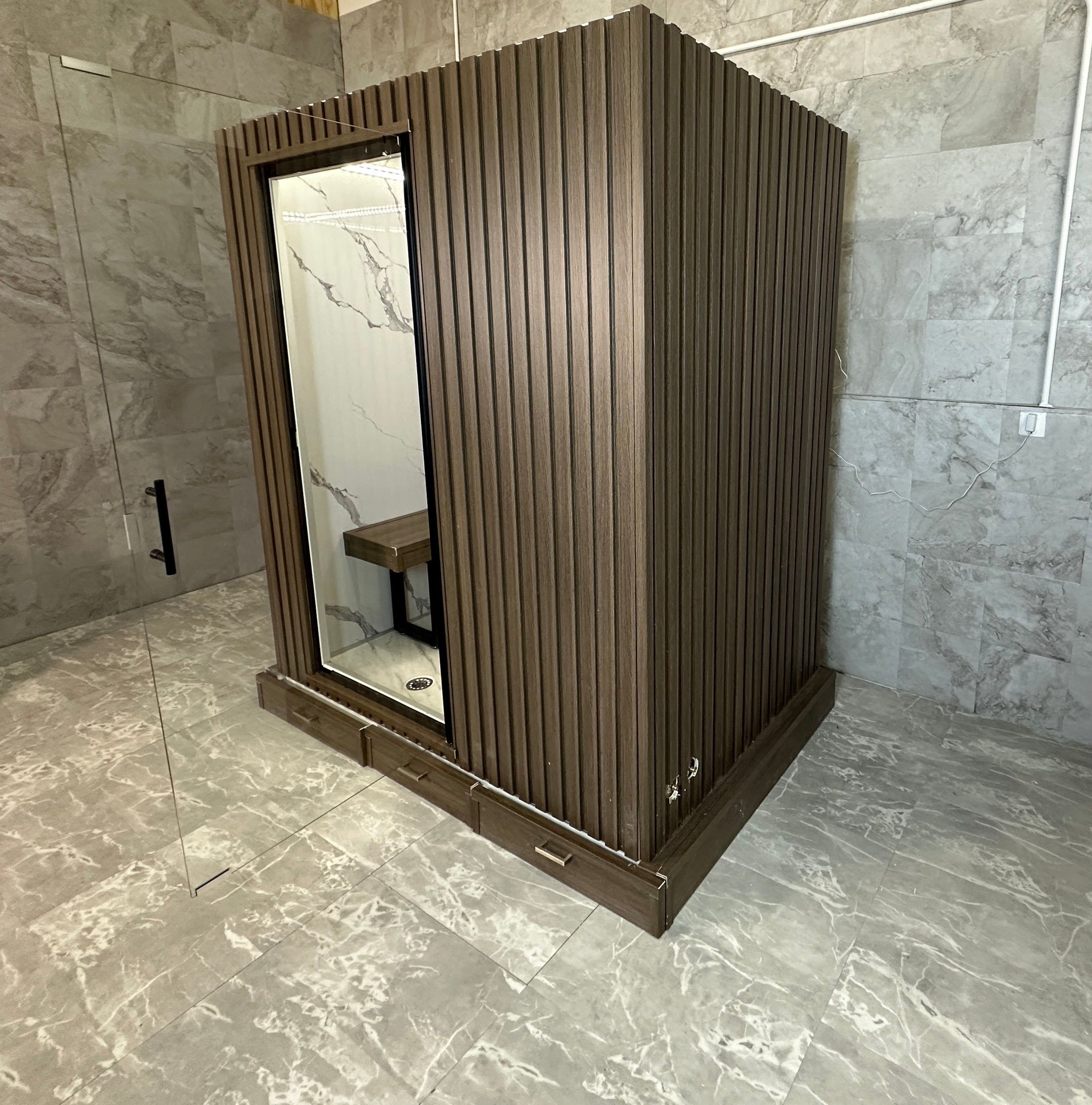 Grand Geyser - 4 Person Outdoor and Indoor Steam Room - Obsidian Black