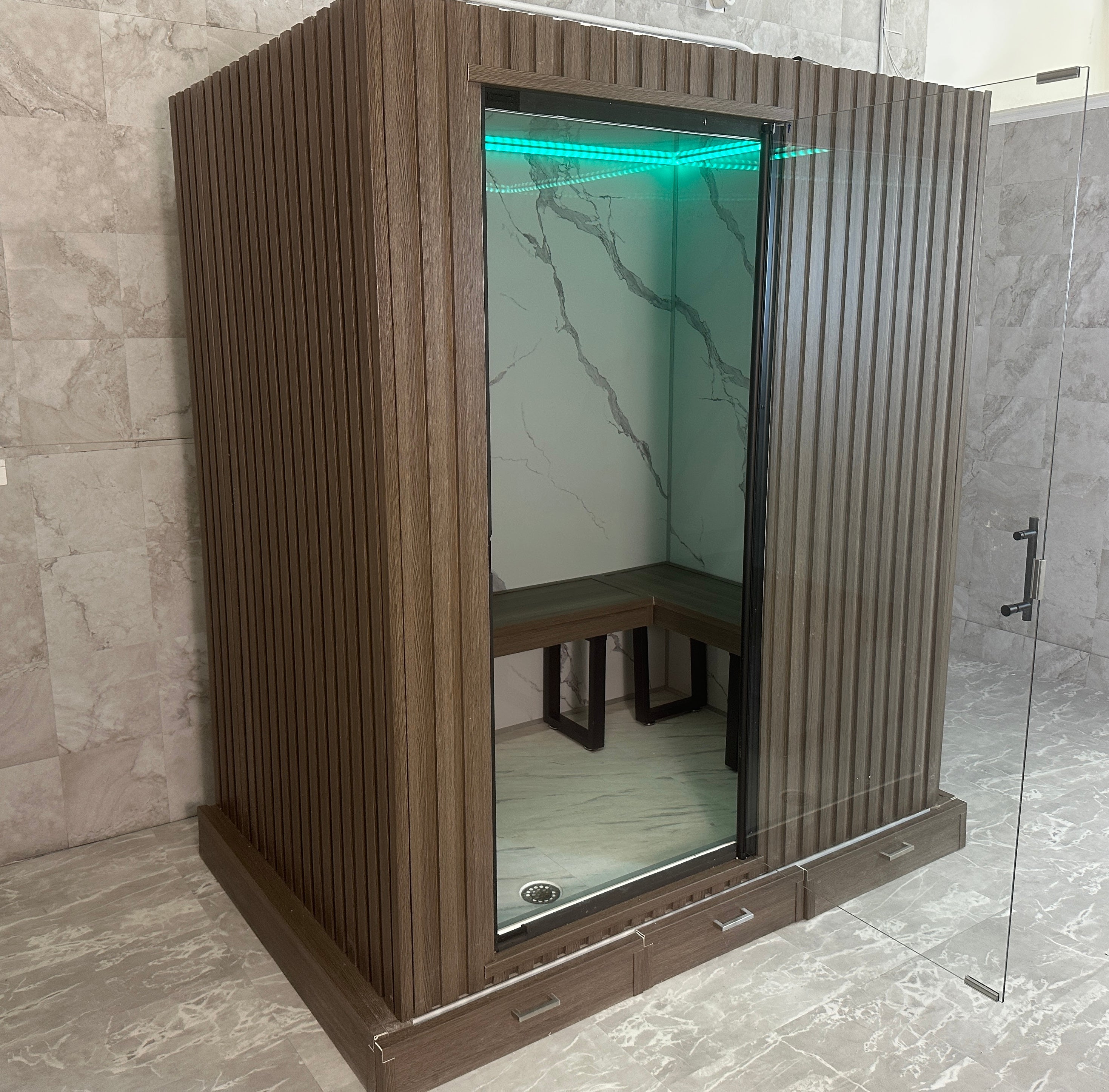 Grand Geyser - 4 Person Outdoor and Indoor Steam Room - Obsidian Black