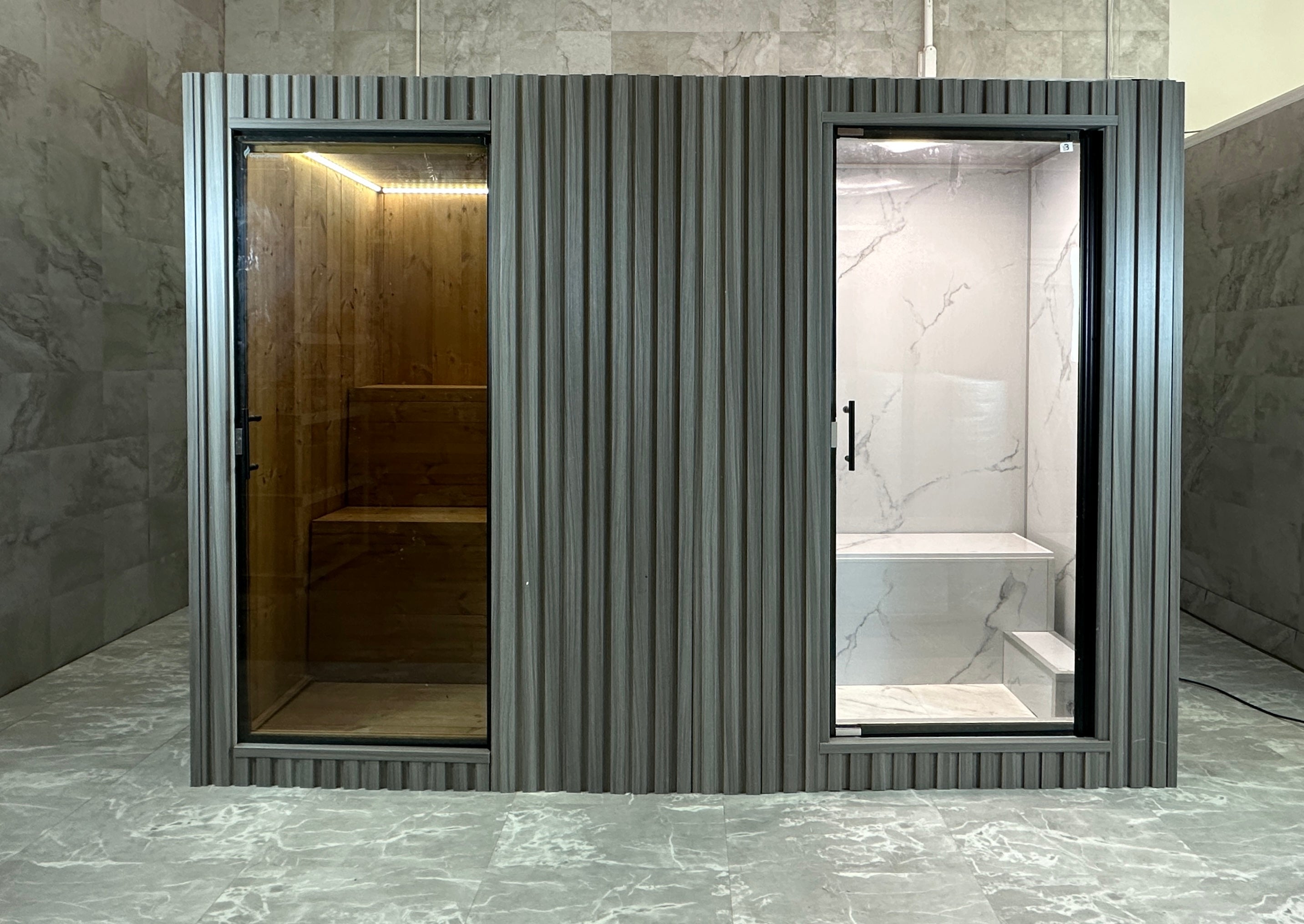 Traditional Sauna + Infrared + Steam Room + Cold Plunge - 2-3 person - Indoors/ Outdoors - Glacier White