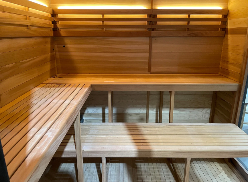 Corner Glass Traditional Outdoor Sauna (6-8 person)