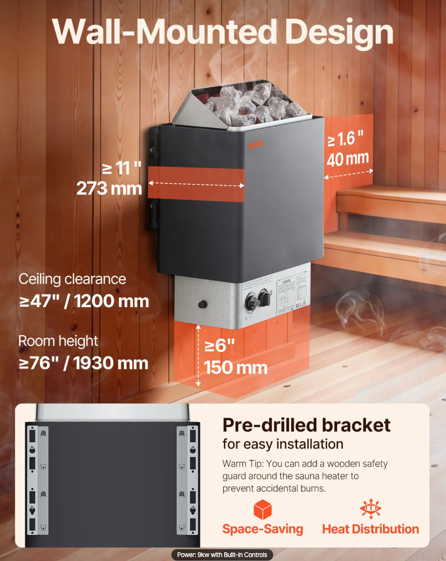 Standard Electric Sauna Heater (4.5 kw - 9kw)