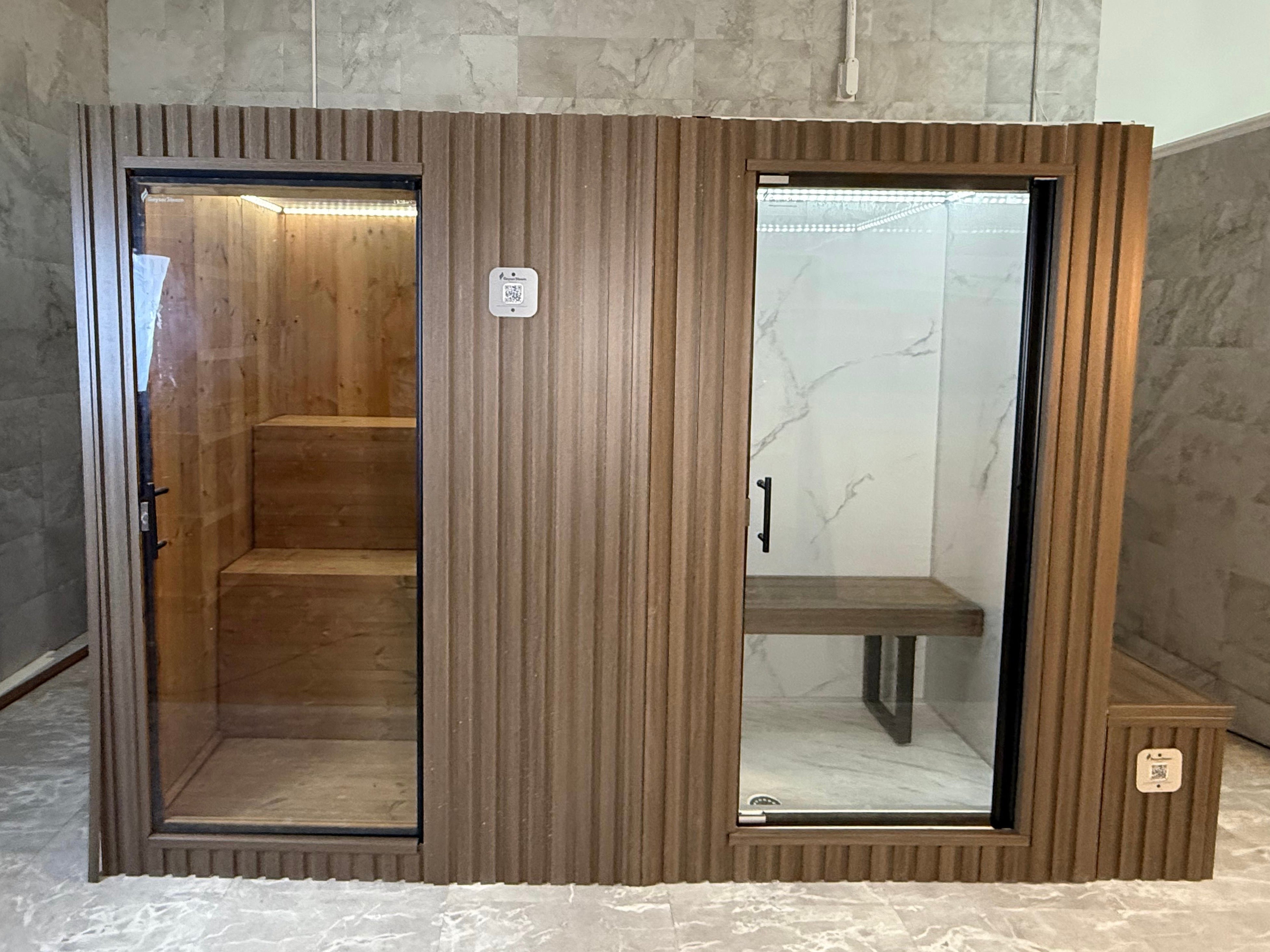 Traditional Sauna + Infrared + Steam Room + Cold Plunge - 2-3 person - Indoors/ Outdoors - Glacier White