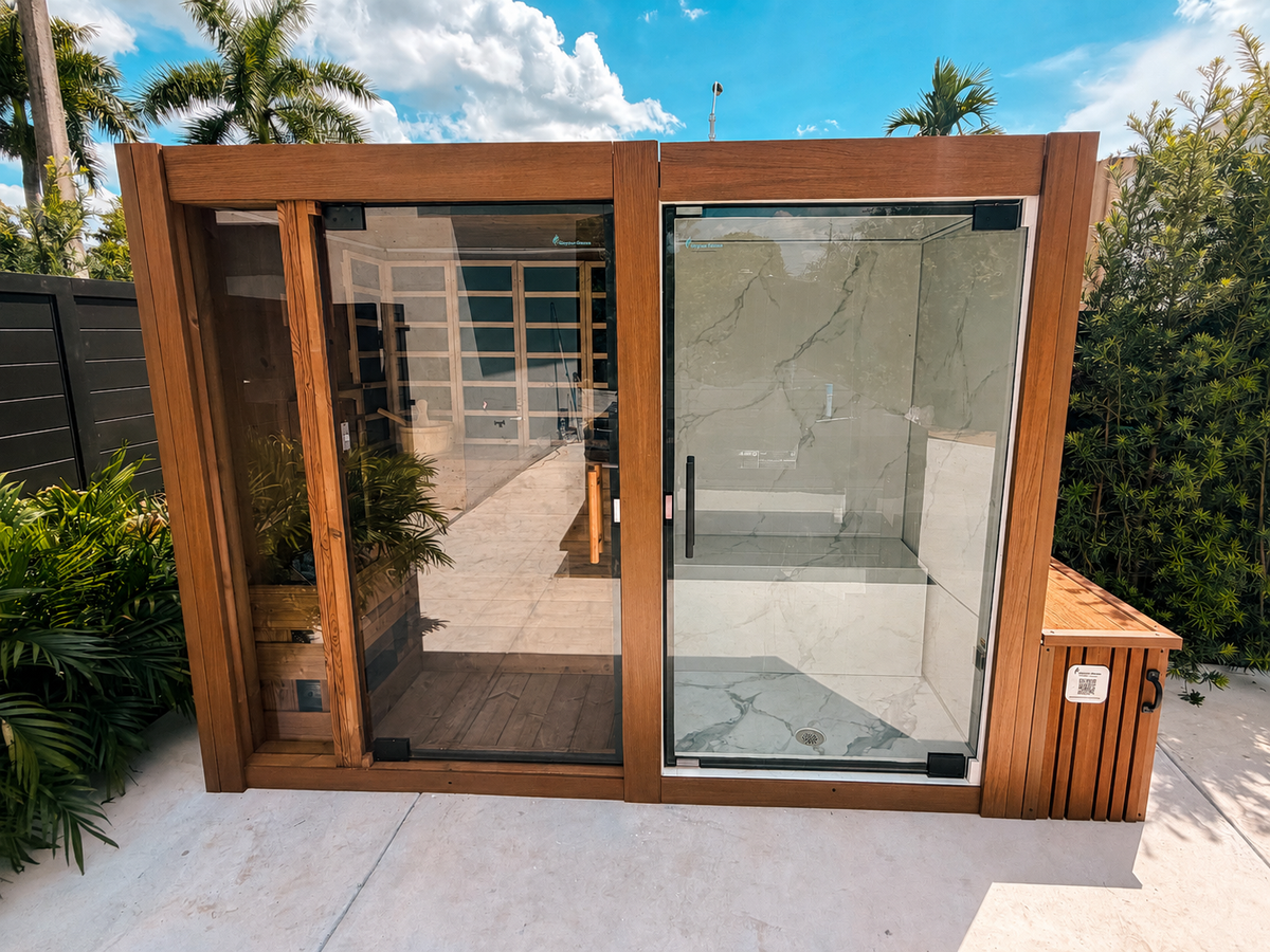 Vista Dual Cabin - Indoors / Outdoors - 2 Person Steam Room + 2-3 Person Traditional Sauna + Infrared Sauna
