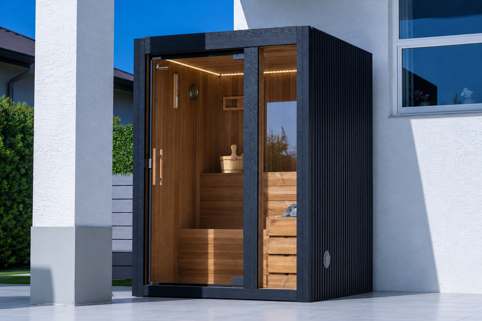 Hekla - 2 -3 person Indoor & Outdoor Traditional Sauna — Traditional + Infrared - Monaco Gray