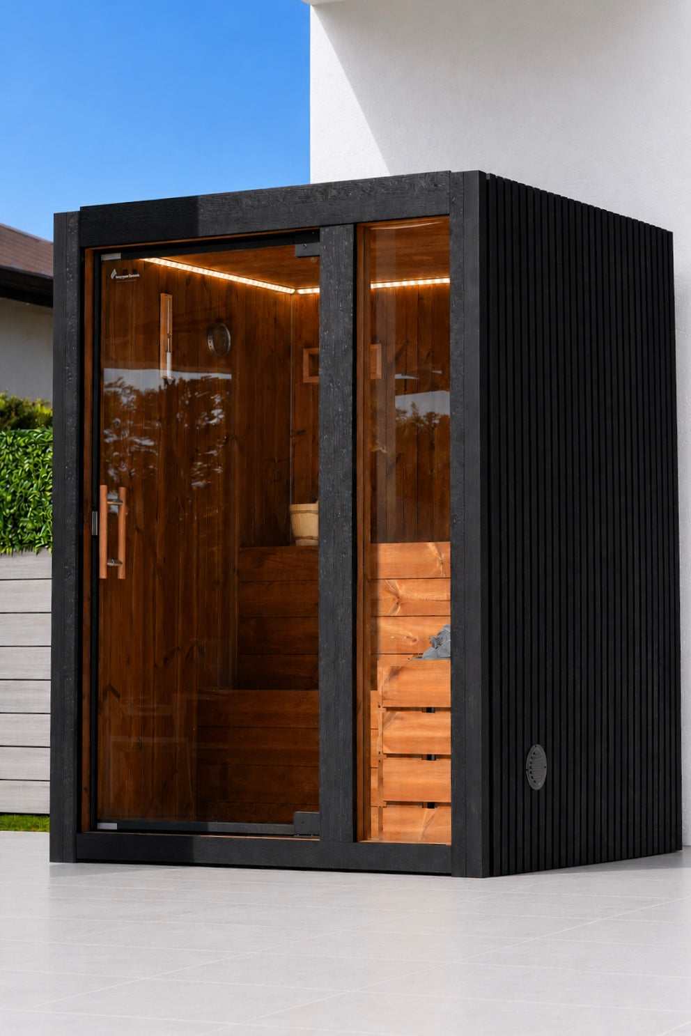 Hekla - 2 -3 person Indoor & Outdoor Traditional Sauna — Traditional + Infrared - Monaco Gray