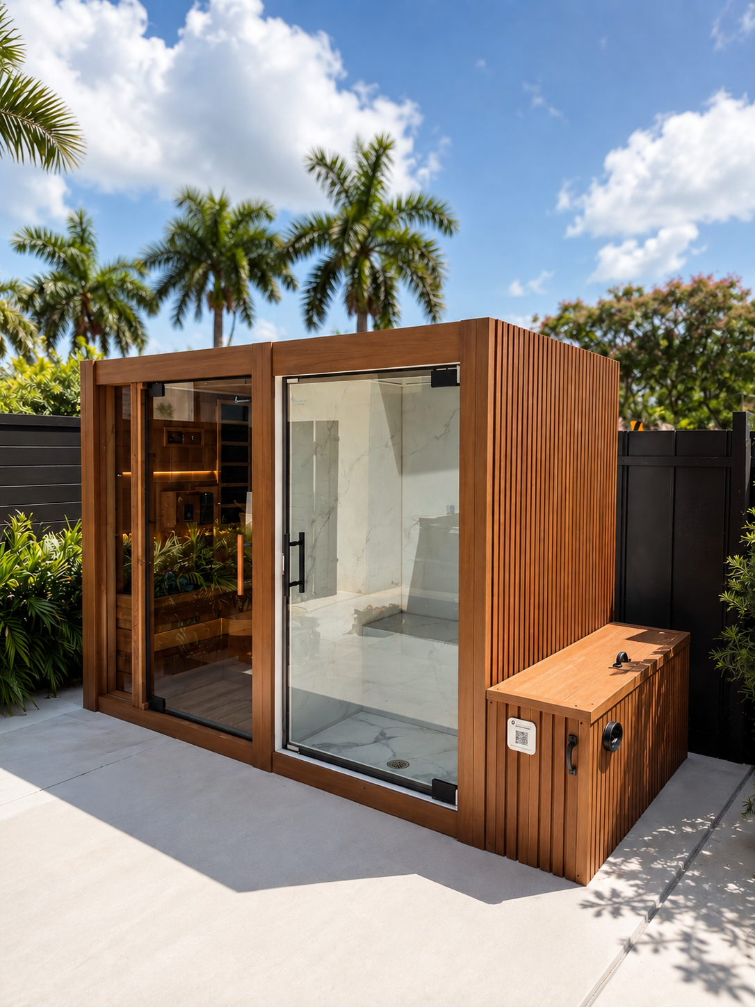 Vista Dual Cabin - Indoors / Outdoors - 2 Person Steam Room + 2-3 Person Traditional Sauna + Infrared Sauna