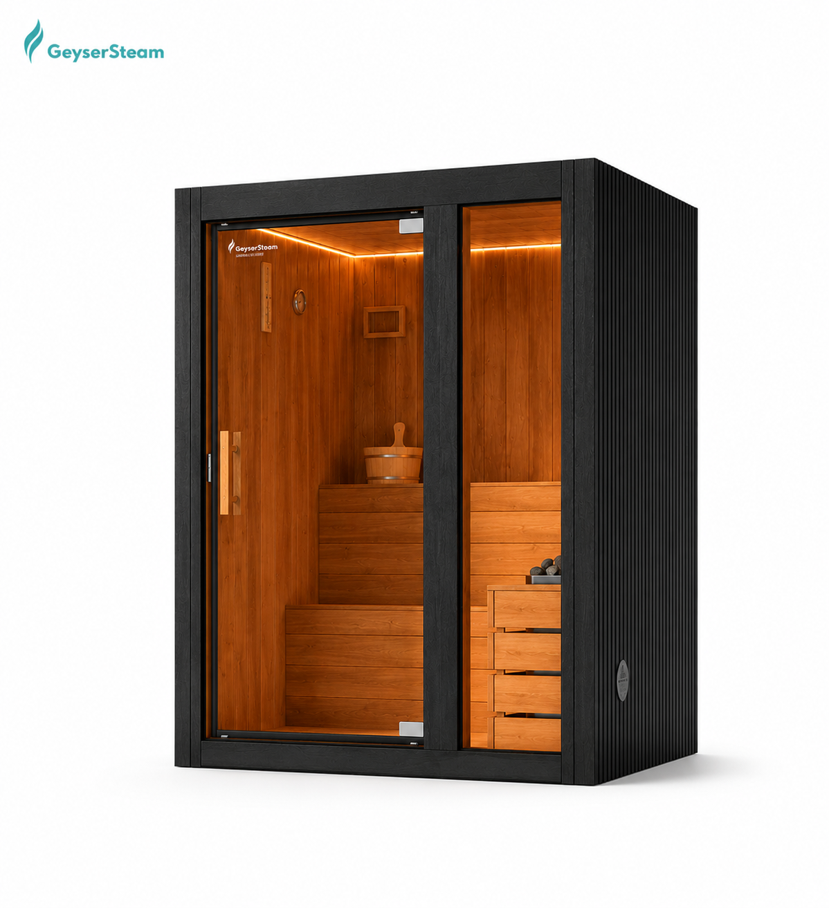 Hekla - 2 -3 person Indoor & Outdoor Traditional Sauna — Traditional + Infrared - Monaco Gray