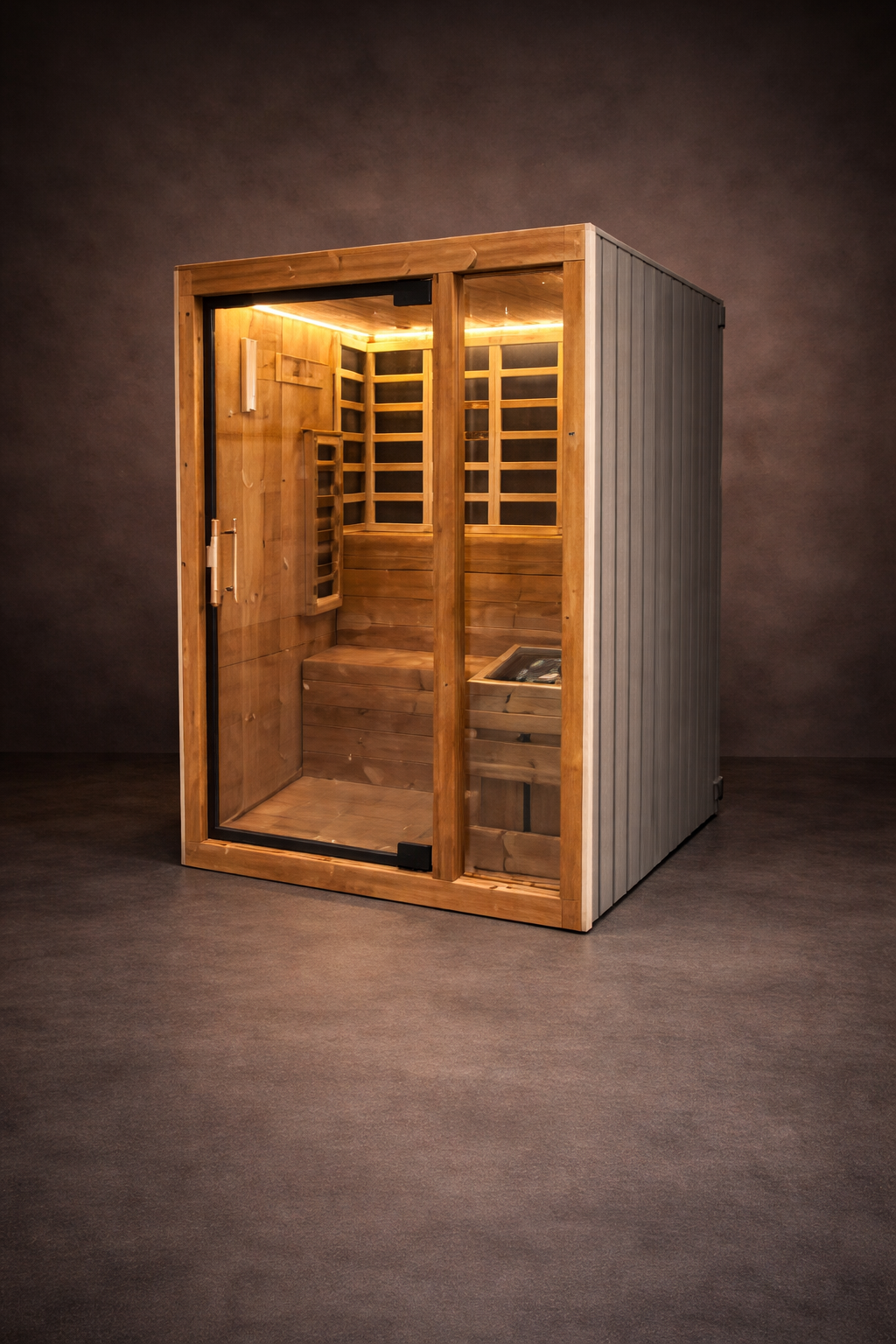 Hekla - 2 -3 person Indoor & Outdoor Traditional Sauna — Traditional + Infrared - Monaco Gray