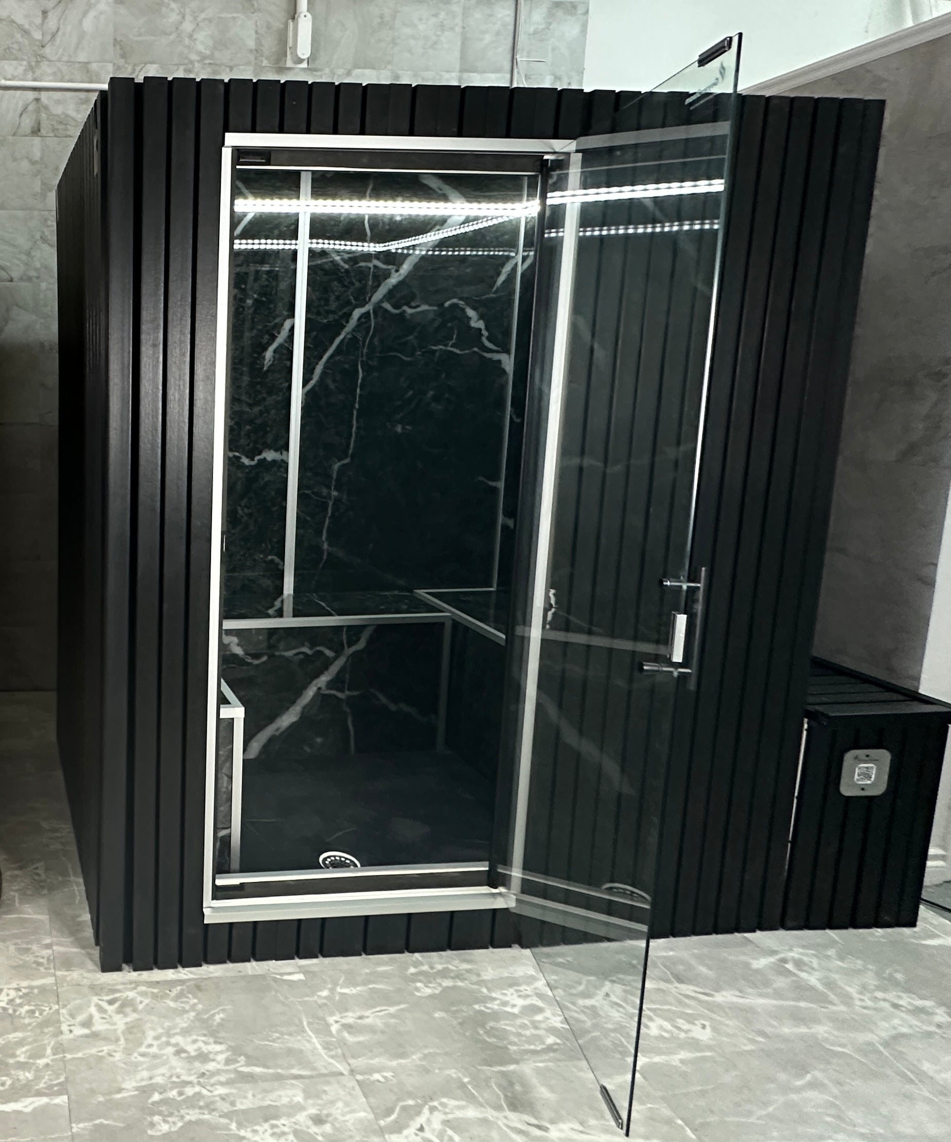 Grand Geyser - 4 Person Outdoor and Indoor Steam Room - Obsidian Black