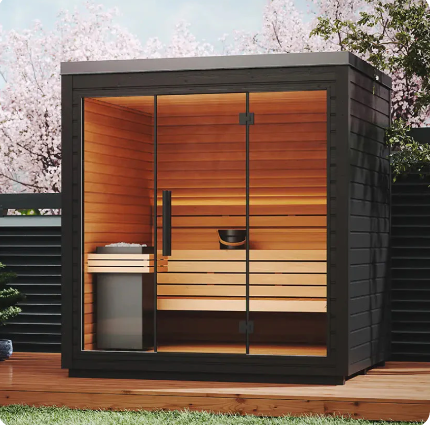 Outdoor Traditional Sauna - Black (4-6 person)