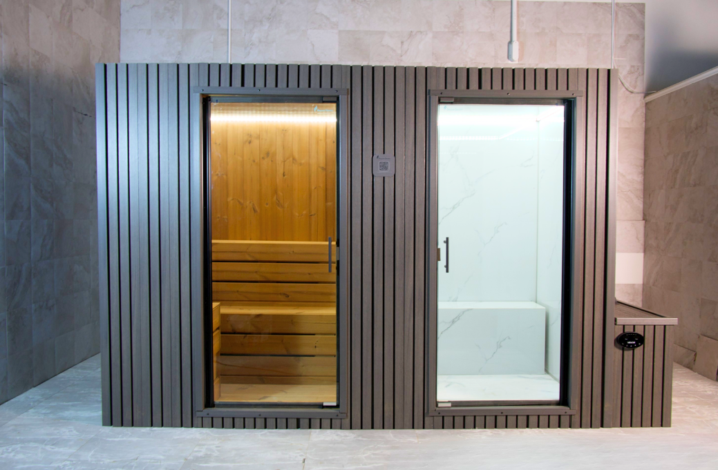 Traditional Sauna + infrared + Steam Room - 2-3 person - Indoors/ Outdoors - Lukaku Gray
