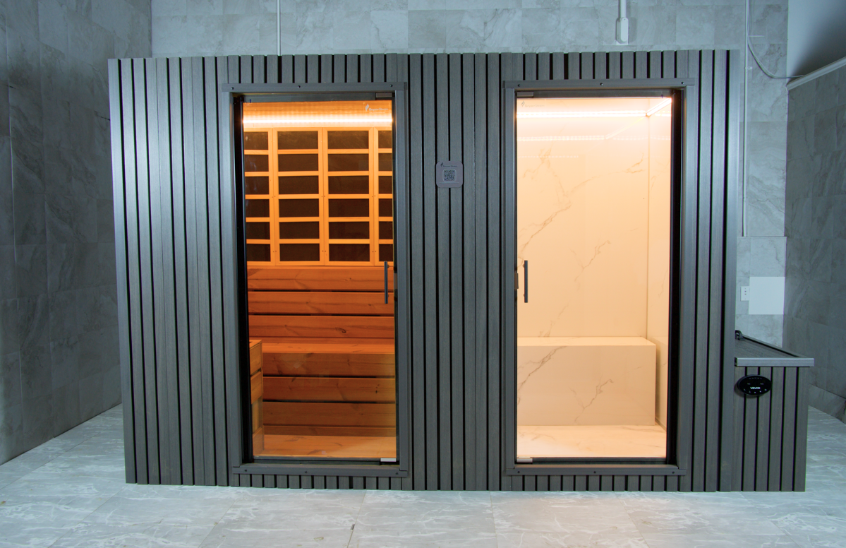 Traditional Sauna + infrared + Steam Room - 2-3 person - Indoors/ Outdoors - Lukaku Gray