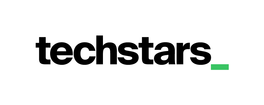 Techstars logo with primary black text and green accent line.