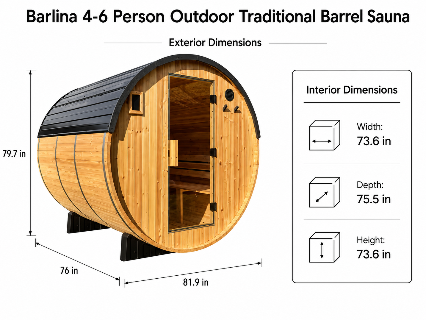 Barlina - 4-6 person Traditional Outdoor Sauna